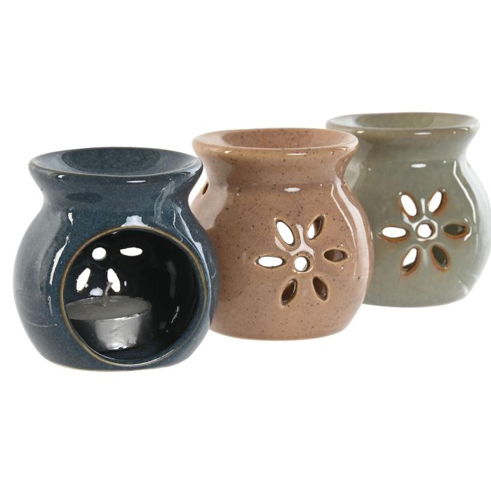 DKD Home Decor Quemador Cottage Set de 4 (3 Unidades) Verde Marron Gres 6 x 24.5 x 11 cm 2