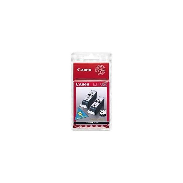 Paquete de 2 cartuchos de tinta CANON - PGI-520BK - Negro - blíster de capacidad estándar con alarma 2 Paquete de 2 cartuchos de tinta CANON - PGI-520BK - Negro - blíster de capacidad estándar con alarma 2