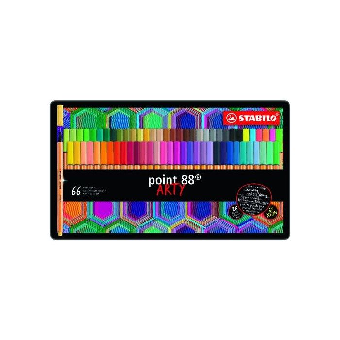 Rotulador Fibra Stabilo Point 88 Arty Line Estuche Metal De 66
