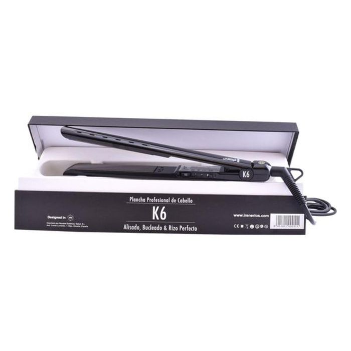 PLANCHA PARA EL PELO PROFESIONAL IRENE RÍOS K6 NEGRA - PLACAS TITANIO 26MM - 232º - ALISADO EXTREMO / BUCLEADO / RIZADO PERFECTO - USO SECO/HUMEDO 1 PLANCHA PARA EL PELO PROFESIONAL IRENE RÍOS K6 NEGRA - PLACAS TITANIO 26MM - 232º - ALISADO EXTREMO / BUCLEADO / RIZADO PERFECTO - USO SECO/HUMEDO 1