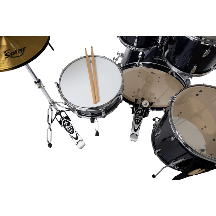 Pearl Roadshow Batería Acústica 2216B/1008T/1209T/1616F + 1455S, Bombo 22", Toms 10,12,16", Caja 14" con Herrajes, Sillín, Platos Solar - Royal Blue Metallic