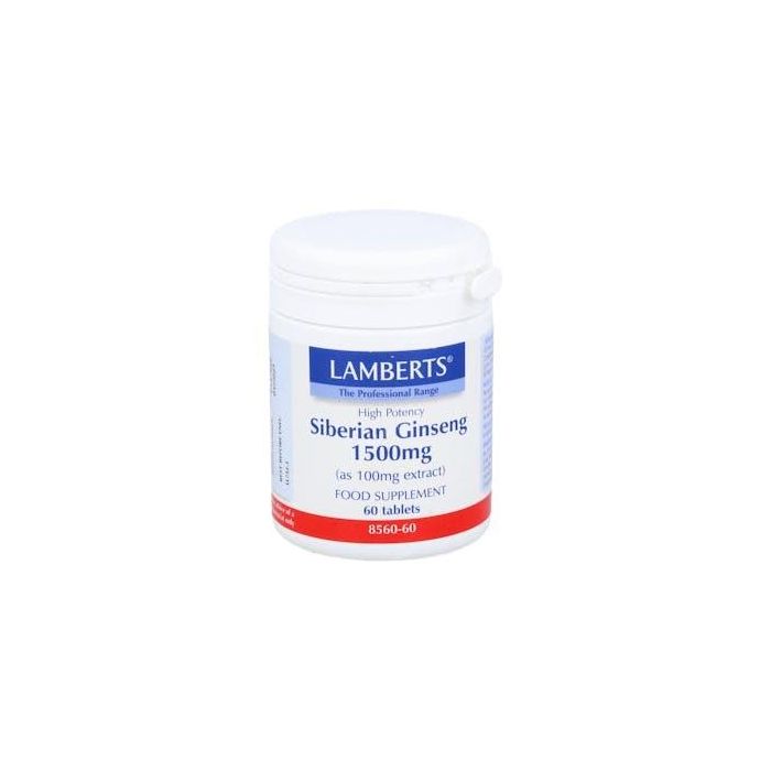 LAMBERTS Ginseng Siberiano 1.500 mg 60 Comprimidos para Estrés y Fatiga. Apto Veganos.