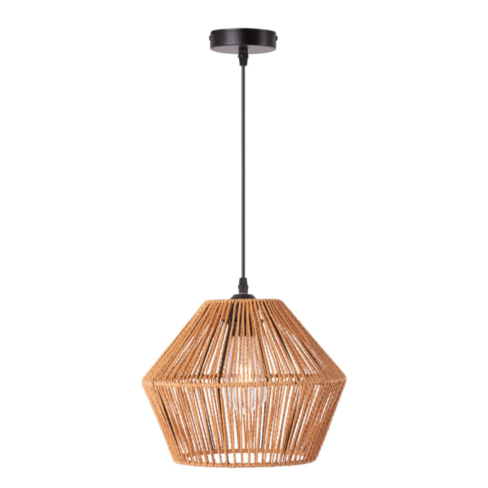 Lámpara Colgante Cuerda Natural Okara SKD-P80002 Diseño Cálido para Salones y Comedores