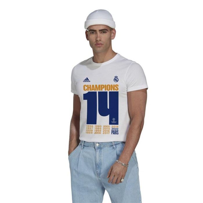 Camiseta de Manga Corta Hombre Real Madrid C.F. Champions 2022 Blanco 4
