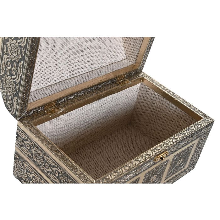 DKD Home Decor Joyero Indio Champan Natural Aluminio Yute 25 x 15.5 x 18 cm 2