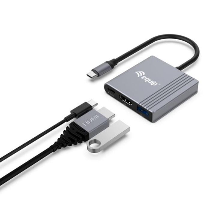 Equip Docking Station USB Tipo C a HDMI 3 en 1, 4K/60Hz, USB 3.2 Gen1, Carga USB-C PD 3.0, 100W, Aluminio 1 Equip Docking Station USB Tipo C a HDMI 3 en 1, 4K/60Hz, USB 3.2 Gen1, Carga USB-C PD 3.0, 100W, Aluminio 1
