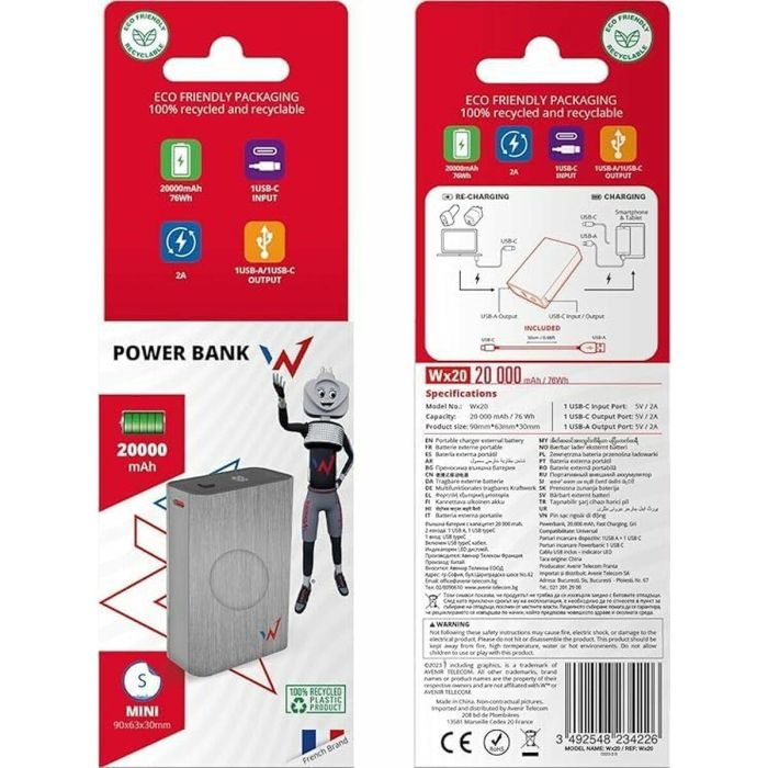 Powerbank Wonder Wonder WX20 Plateado 20000 mAh 6 Powerbank Wonder Wonder WX20 Plateado 20000 mAh 6