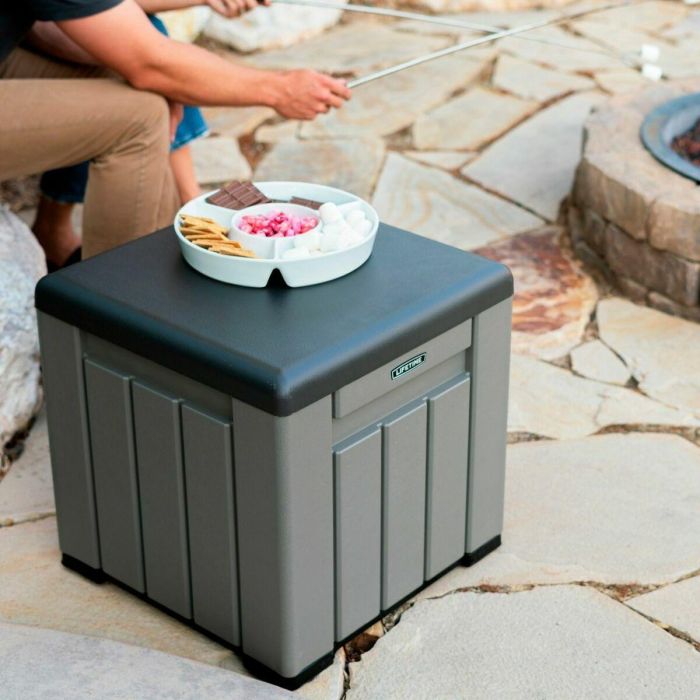 Lifetime Cubo Almacenamiento Gris con Puertas y Techo Abatibles 51,2x51,2x50,8 cm 3