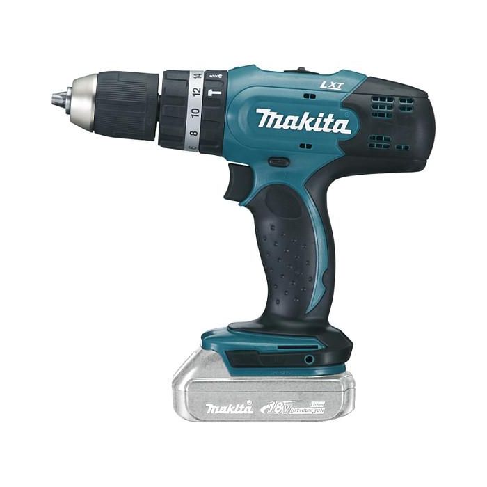 Makita DHP453Z - Taladro Percutor de Pistola Sin Llave 18V (Ión-Litio) para Madera, Metal y Hormigón, sin Batería, 2 Velocidades, 42 Nm