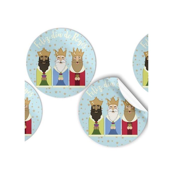 Etiquetas Regalo Adh. Rollo 250 Uds. Redondas Ø 40 Navidad Feliz Dia De Los Reyes