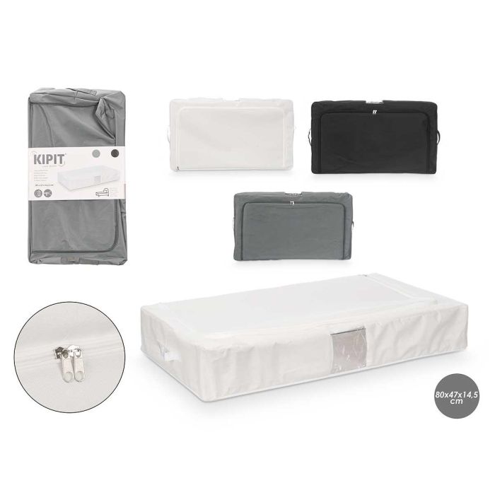 Bajo Cama con Cremallera Kipit 80x47x14.5 cm - Surtidos en Blanco, Gris o Negro (12 Unidades) Bajo Cama con Cremallera Kipit 80x47x14.5 cm - Surtidos en Blanco, Gris o Negro (12 Unidades)