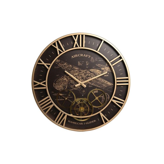 Reloj Pared Loft DKD Home Decor Dorado Marron Oscuro 5.6 x 52 x 52 cm