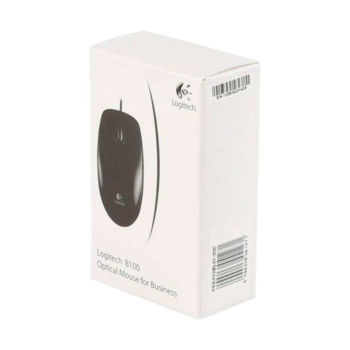 Logitech B100 Ratón Óptico USB Negro para Negocios, 800 DPI, Ergonómico Ambidextro, Conexión USB-A Plug & Play 6