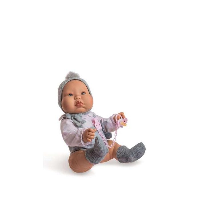 Berjuan Muñeca Chubby Baby de 50 cm, Cuerpo de Vinilo Articulado, con Pichi de Lana Gris - Juguete Infantil para +3 Años 0 Berjuan Muñeca Chubby Baby de 50 cm, Cuerpo de Vinilo Articulado, con Pichi de Lana Gris - Juguete Infantil para +3 Años 0