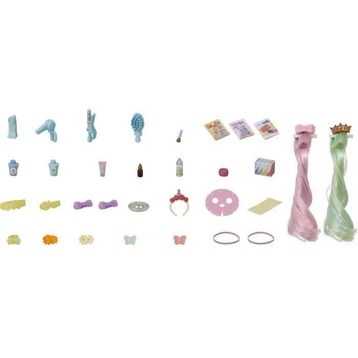 Sylvanian Families La Peluquería de Ponis para Figuras con Accesorios: Secador de Pelo, Plancha, Cepillo y Mascarilla de Belleza 4
