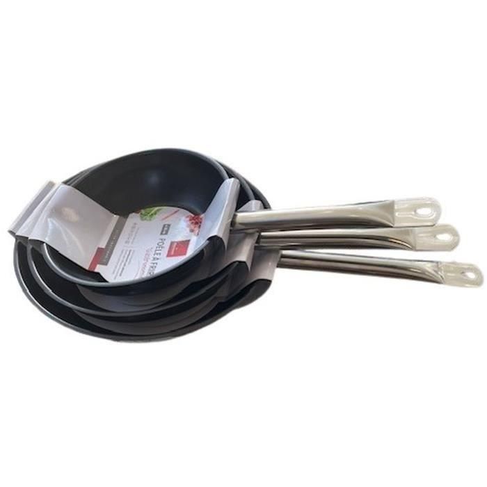 Baumalu BAU3216383527301 Juego de 3 Sartenes de Acero Inoxidable 20, 24 y 28 cm para Gastronomía