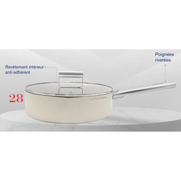 Sartén para saltear - ARTHUR MARTIN - AM3542 - 28 cm con tapa - Aluminio forjado - Todas las fuentes de calor, incluido inducción + horno 3 Sartén para saltear - ARTHUR MARTIN - AM3542 - 28 cm con tapa - Aluminio forjado - Todas las fuentes de calor, incluido inducción + horno 3