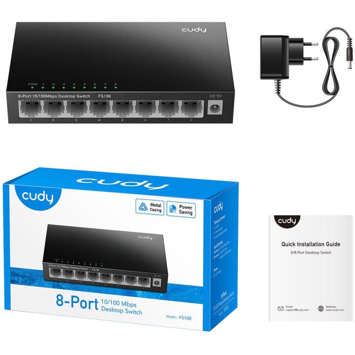 Cudy FS108 Switch No Administrado Fast Ethernet 10/100 Puertos RJ-45 Ethernet Negro 2