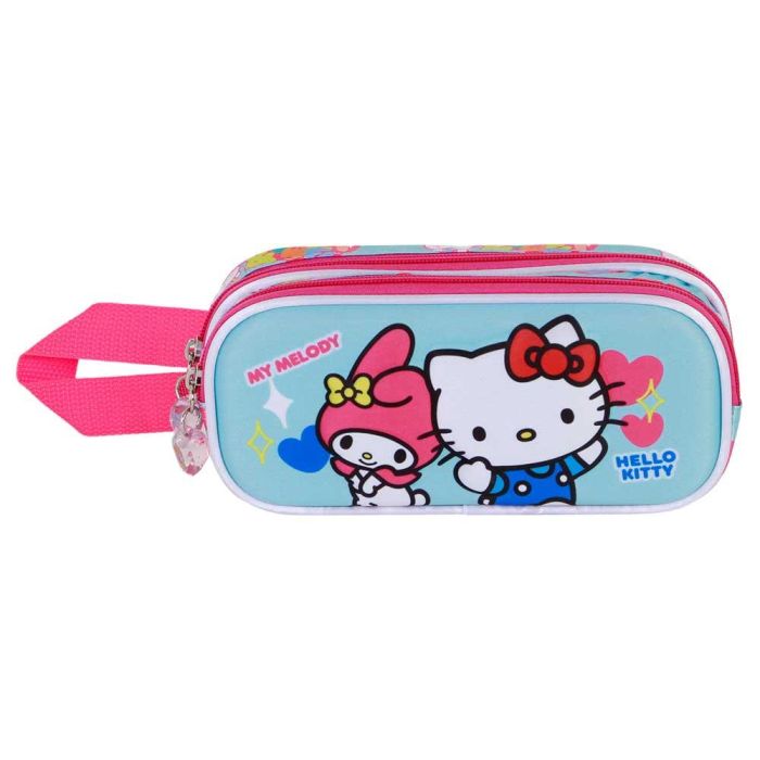 Sanrio Hello Kitty Estuche Portatodo Escolar Doble Compartimento 3D Friendship con Cremallera Forro Interior con Relieve Azul 1.5L 1 Sanrio Hello Kitty Estuche Portatodo Escolar Doble Compartimento 3D Friendship con Cremallera Forro Interior con Relieve Azul 1.5L 1