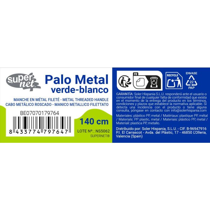 Inde Palo Metal Verde/Blanco 140 cm Supernet 3