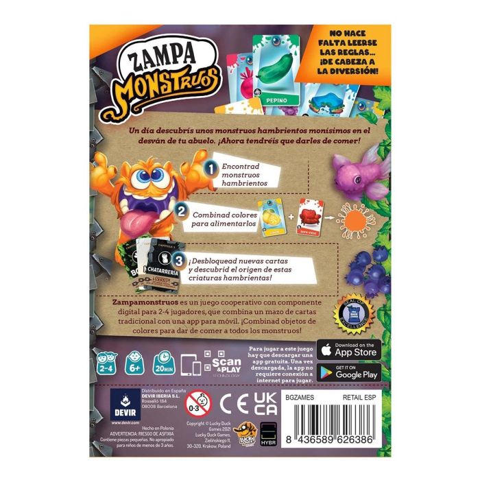 Devir Zampa Monstruos Juego de Mesa Cooperativo de Cartas para 2-4 Jugadores, 6+ Años, Castellano 1 Devir Zampa Monstruos Juego de Mesa Cooperativo de Cartas para 2-4 Jugadores, 6+ Años, Castellano 1