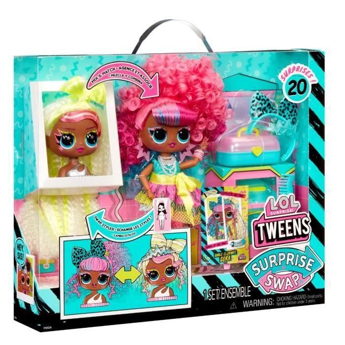 Muñeca LOL Surprise Tweens Surprise Swap Fashion - Curls-2- Crimps Cora - 1 muñeca Tweens de 17 cm, 1 mini cabezal de peinado y accesorios 3