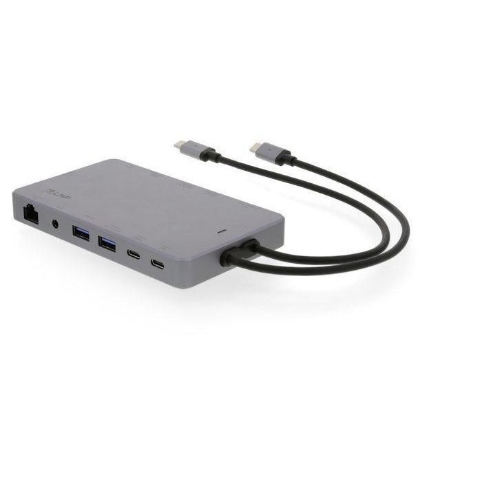 LMP USB-C Display Dock 2 Dual 4K 60Hz - Estación Base USB-C con 2 HDMI, DP, MiniDP, DVI, VGA, 2 USB-A, Ethernet, Audio, Gris