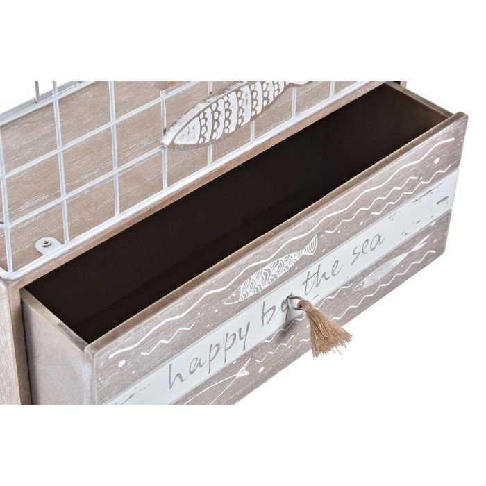 Joyero Mediterraneo DKD Home Decor Marron Blanco 10.5 x 28.5 x 26.5 cm 1