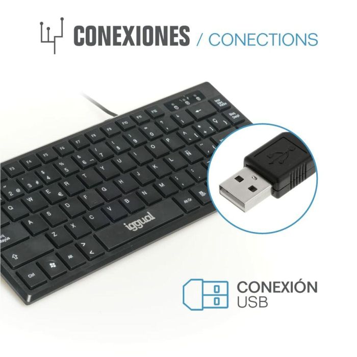 Teclado iggual Teclado USB compacto TKL Slim TKL-USB negro Negro 1