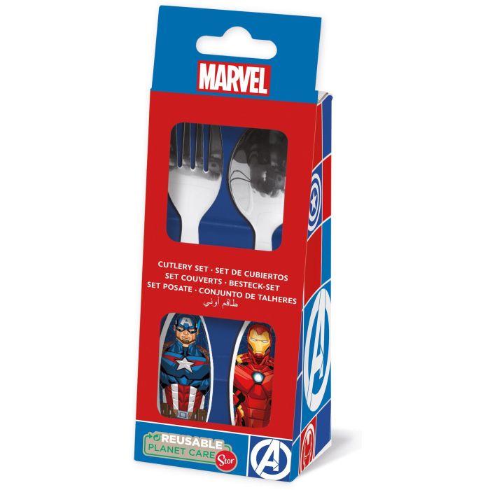 Marvel Juego De Cubiertos 2 Piezas Elípticos Metálicos Vengadores CZ11403 Acero Inoxidable Libre BPA