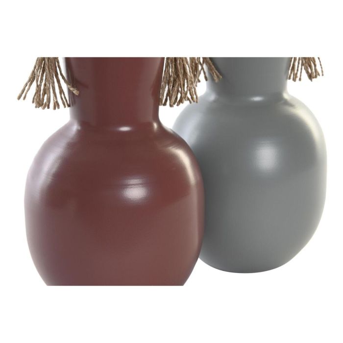 Jarron Boho DKD Home Decor Terracota Gris 13 x 24 x 14 cm (2 Unidades) 2 Jarron Boho DKD Home Decor Terracota Gris 13 x 24 x 14 cm (2 Unidades) 2