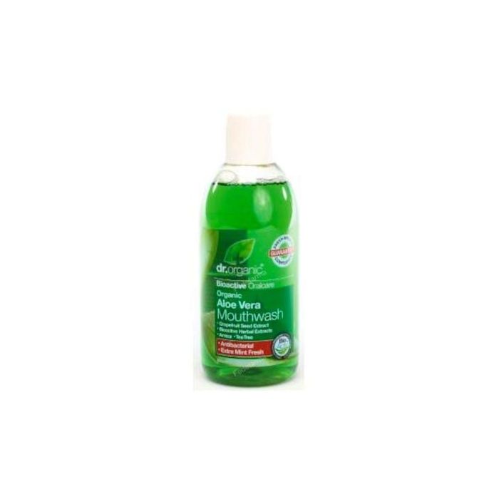 DR. ORGANIC Enjuague Bucal con Aloe Vera Orgánico 500ml para Limpieza y Aliento Fresco