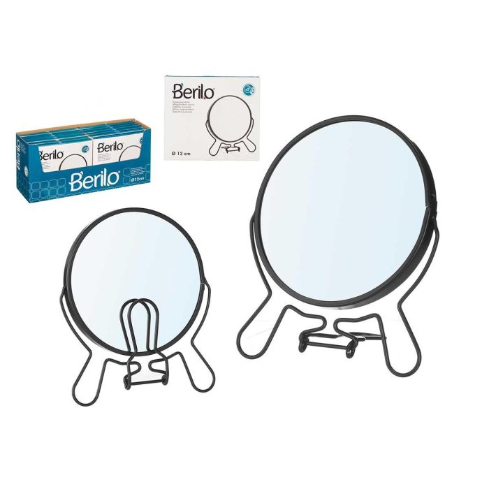 Espejo Doble Aumento 12 cm Negro - Berilo (24 Unidades) Espejo Doble Aumento 12 cm Negro - Berilo (24 Unidades)