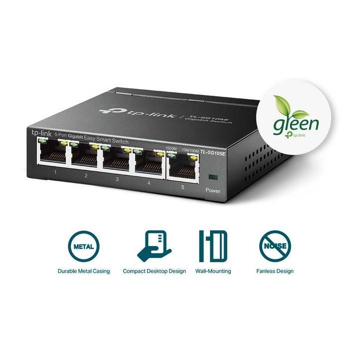 Switch TP-Link Easy Smart TL-SG105E 5 Puertos/ RJ-45 10/100/1000 4 Switch TP-Link Easy Smart TL-SG105E 5 Puertos/ RJ-45 10/100/1000 4