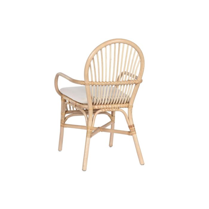 DKD Home Decor Silla Indonesia 1c24 Natural Blanco Ratán con Cojín 60 x 90 x 57 cm 2