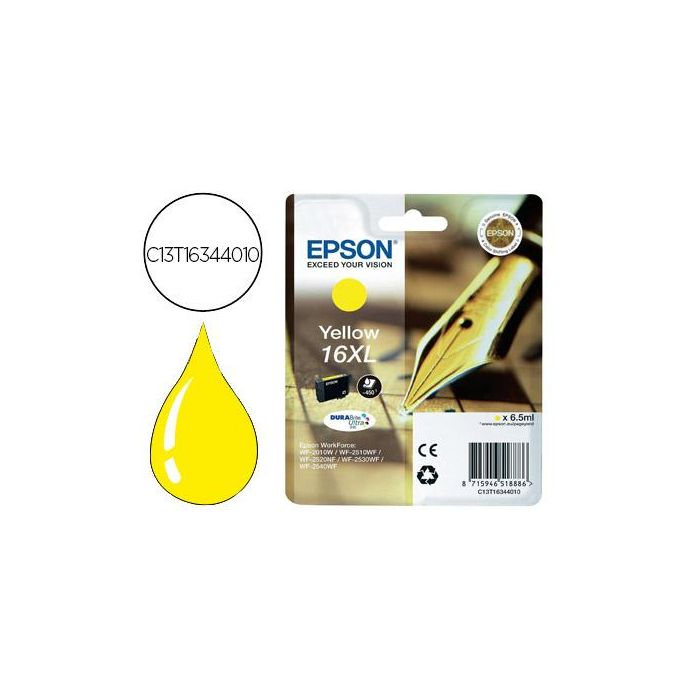 Ink-Jet Epson 16XL Wf2010 W Wf2510 Wf Wf2520Nf Wf2530 Wf Wf2540 Wf Amarillo 450 Pag