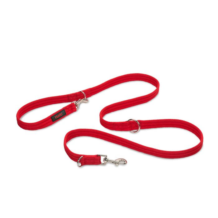 Halti Correa de Adiestramiento Multiusos Doble Pinza para Perros Fuertes con Control Óptimo hasta 52.5kg, Rojo Talla L