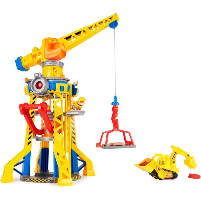 Spin Master 6067494 Equipo Rubble Playset Patio de Trabajo con grúa de 60cm, luces, sonidos y accesorios de construcción 1