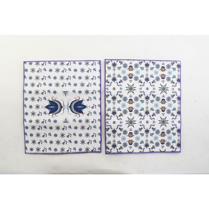 DKD Home Decor Tapete Decorativo Tradicional Azulejos Retro Azul y Blanco Microfibra de Poliéster 50x38x0.5 cm (12 Unidades) 2