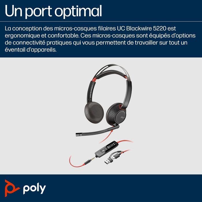 Poly Poly Blackwire C5220 USB-C Headset +Inline Cable (Bulk) 10 Poly Poly Blackwire C5220 USB-C Headset +Inline Cable (Bulk) 10