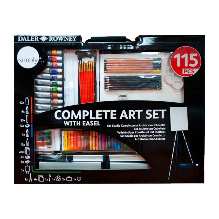 Lapices Daler Rowney Set Arte Completo Con Caballete De 115 Piezas 1