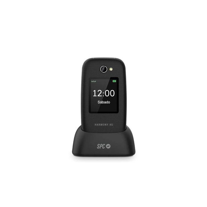 SPC 2330N Teléfono Móvil Harmony 4G para Mayores con Tapa, Teclas Grandes, SOS, Compatible Audífonos, Doble Pantalla y Base de Carga Negro