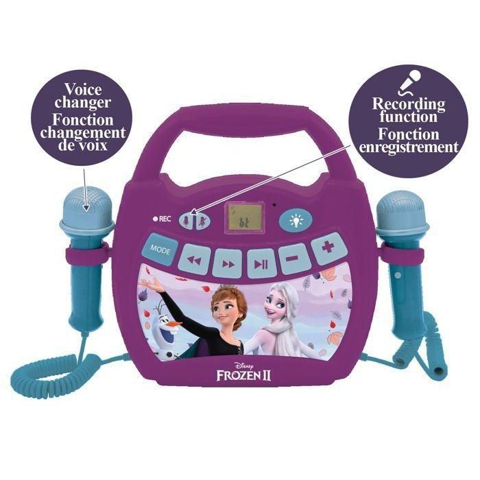Lexibook Mp320Fzz Reproductor Karaoke Digital Portátil Disney Frozen con Bluetooth Inalámbrico y 2 Micrófonos para Niños 1