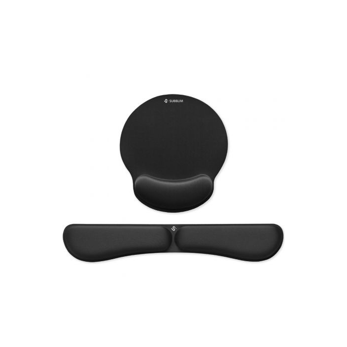 Subblim SUBMP-04E020 Pack Reposamuñecas y Alfombrilla Ergonómica Ergo MemoryFlex Gel Viscoelástico Antideslizante Negro