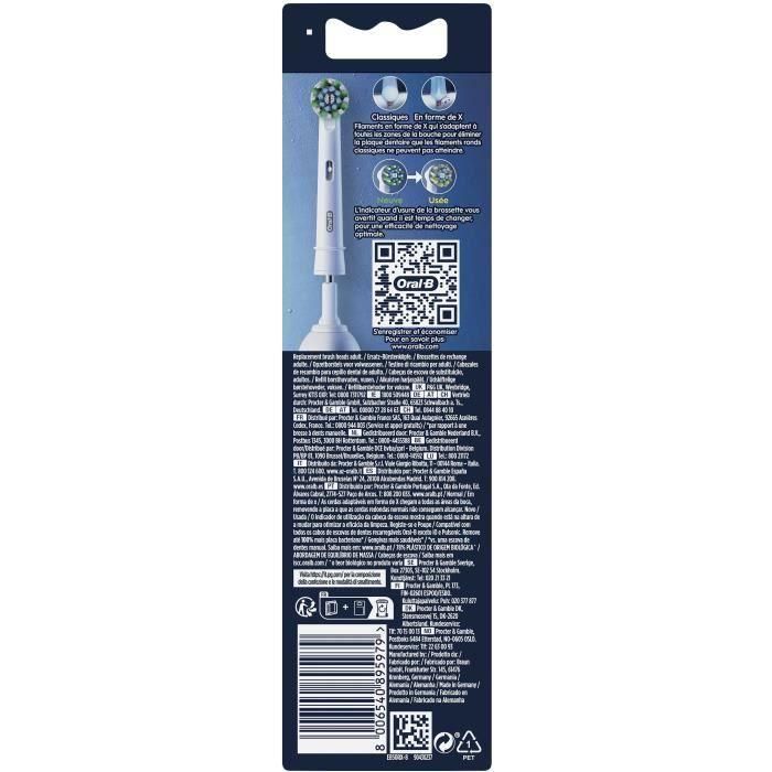 Oral-B BRA1697932825072 Cepillos Acción cruzada Filamentos X (FR) x8 4 Oral-B BRA1697932825072 Cepillos Acción cruzada Filamentos X (FR) x8 4