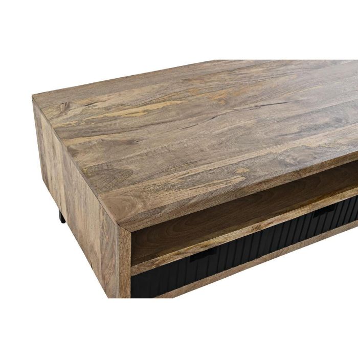 DKD Home Decor Mesa Centro con 3 Cajones, Madera de Mango y Metal, Color Negro y Marrón Claro, 120x60x45 cm 4 DKD Home Decor Mesa Centro con 3 Cajones, Madera de Mango y Metal, Color Negro y Marrón Claro, 120x60x45 cm 4