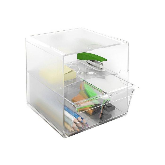 Archivo 2000 Organizador Archicubo 2 Cajón + 1 Compartimento 190x150x150 mm Cristal Transparente