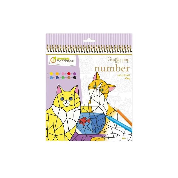 Libro De Colorear Avenue Mandarine Dibujar Con Numeros Gatos 160G 24H