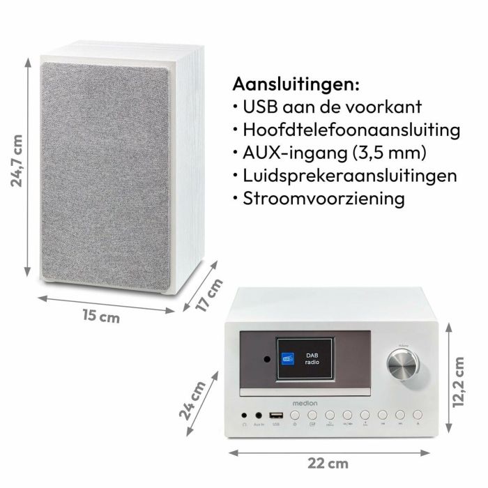 Medion AAAPE16825 Minicadena Hi-Fi Radio por Internet DAB/FM Reproductor de CD 2x15W RMS Blanco 1 Medion AAAPE16825 Minicadena Hi-Fi Radio por Internet DAB/FM Reproductor de CD 2x15W RMS Blanco 1
