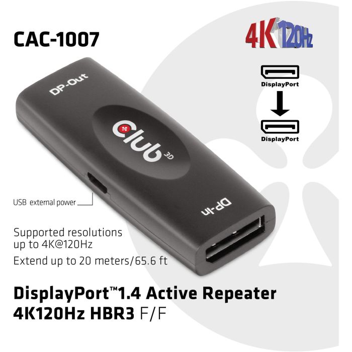 Club3D Repeater DisplayPort 1.4 Activo Bu/Bu 1 Club3D Repeater DisplayPort 1.4 Activo Bu/Bu 1